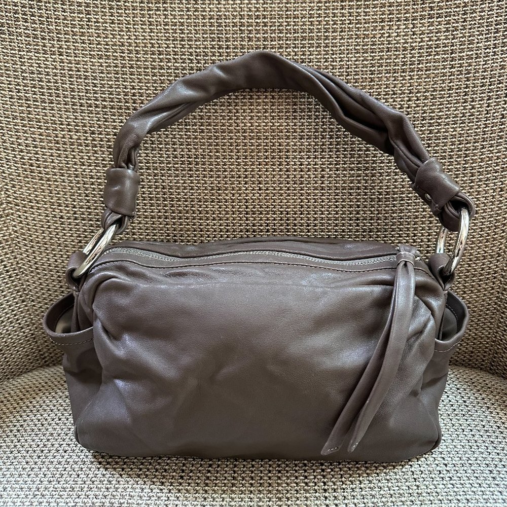 COACH Authentic Parker Leather Zip Shoulder Bag in Mushroom